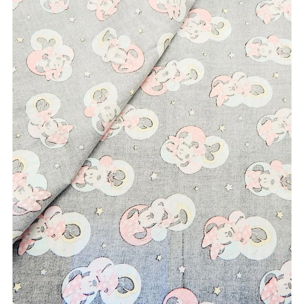Springs Creative Fabric Minnie Mouse Badges 2 Yards Cotton Black Disney Stars
